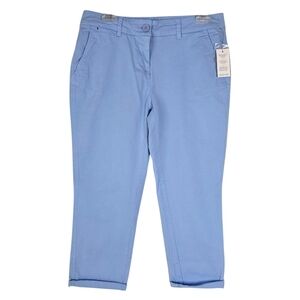 NWT Crown & Ivy Charlotte Relaxed Roll Chinos Light Blue Twill Size 4 Preppy